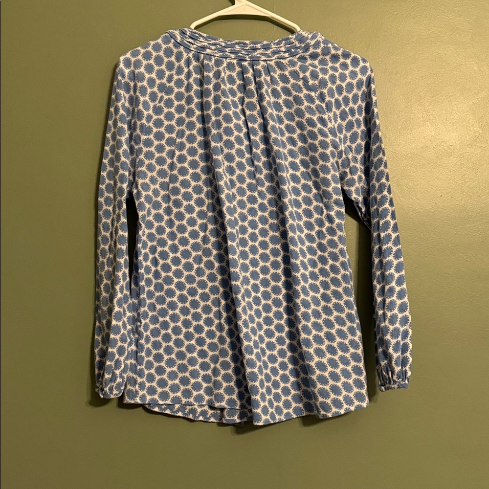 Boden Blue White Printed Long-Sleeve Blouse - Picture 5 of 7